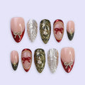 Heirloom Bow Christmas Nude Red Press On Nails