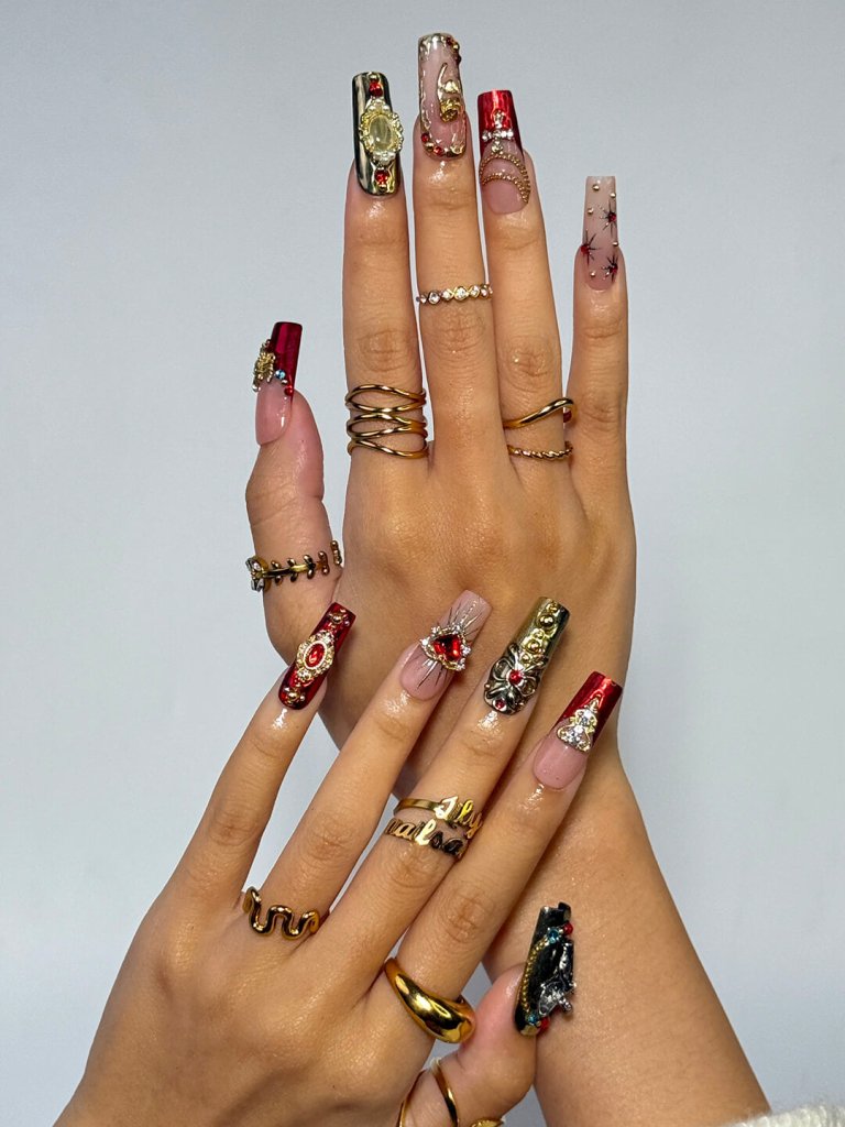 Holy Crimson Festive Red Press On Nails