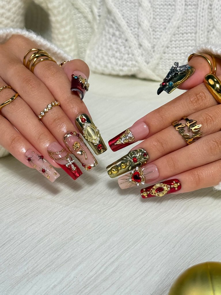 Holy Crimson Festive Red Press On Nails