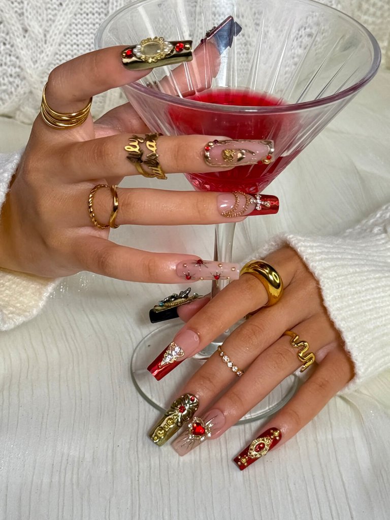 Holy Crimson Festive Red Press On Nails