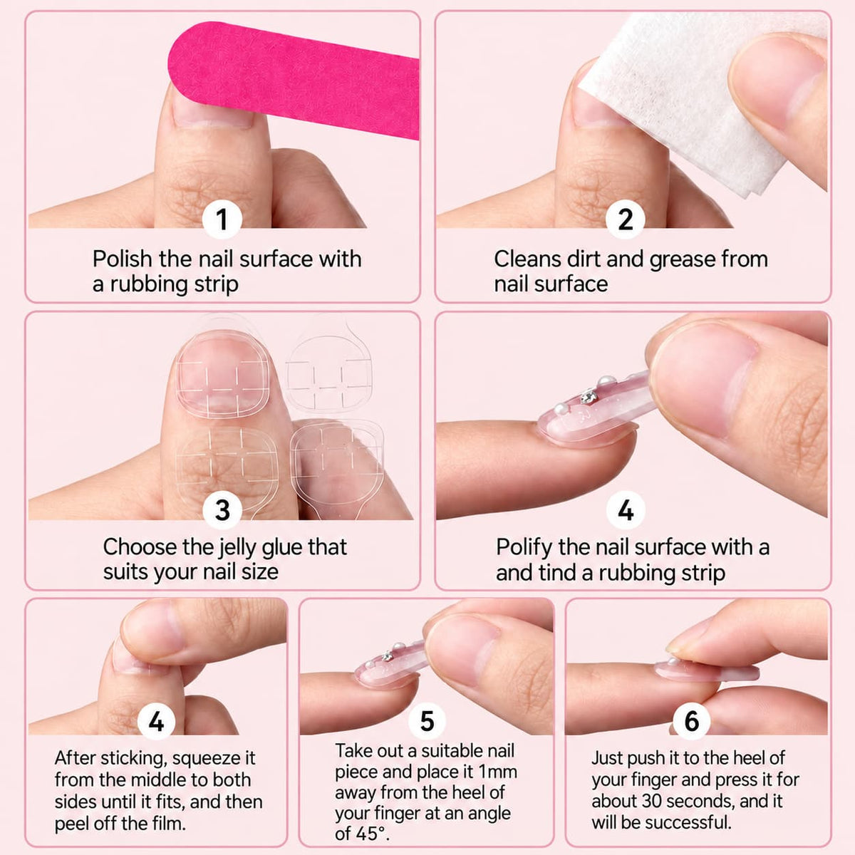 Pink Aura Silver Heart Stiletto Press-On Nails
