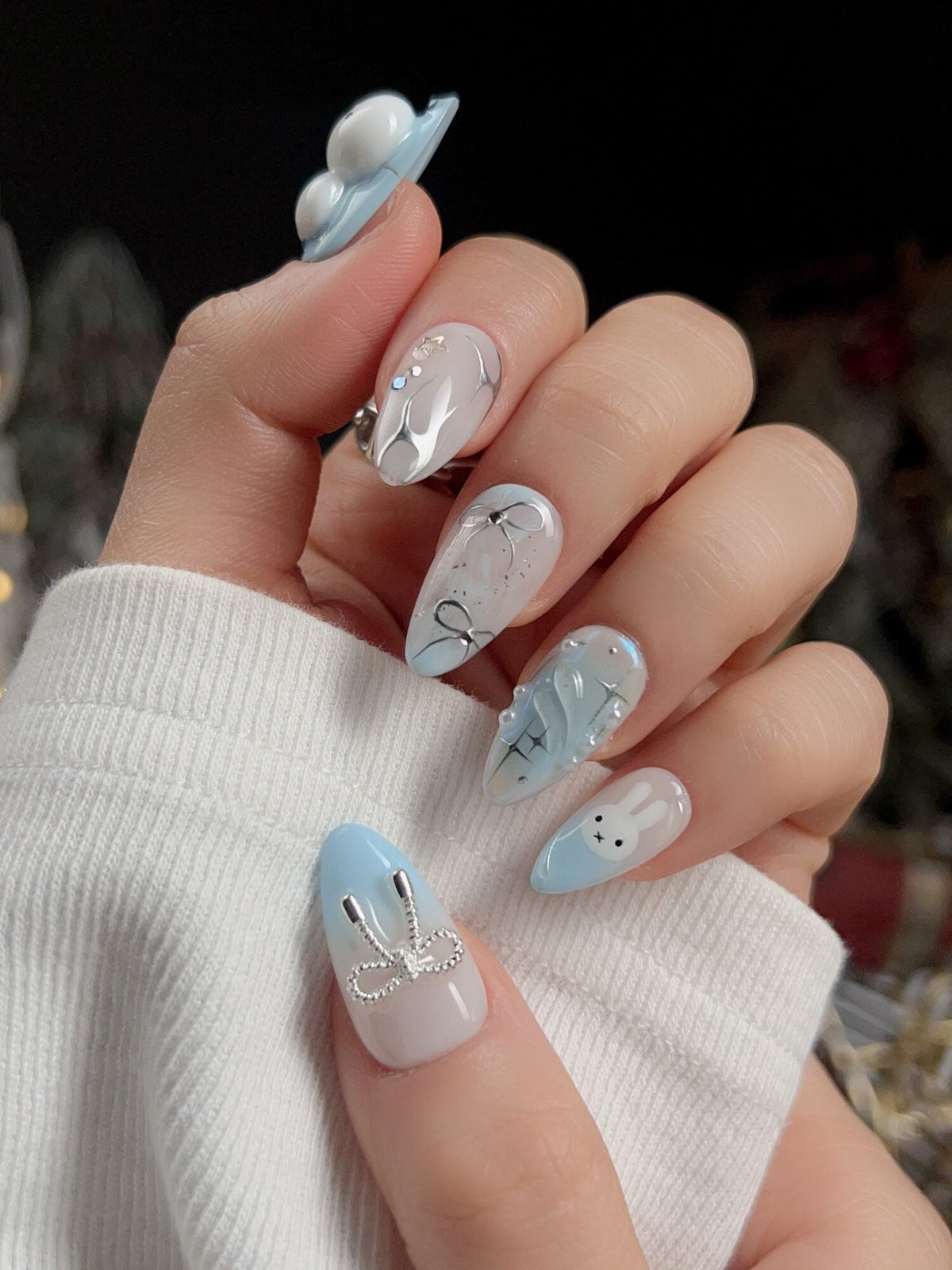 Icy Miffy Reusable Press On Nails