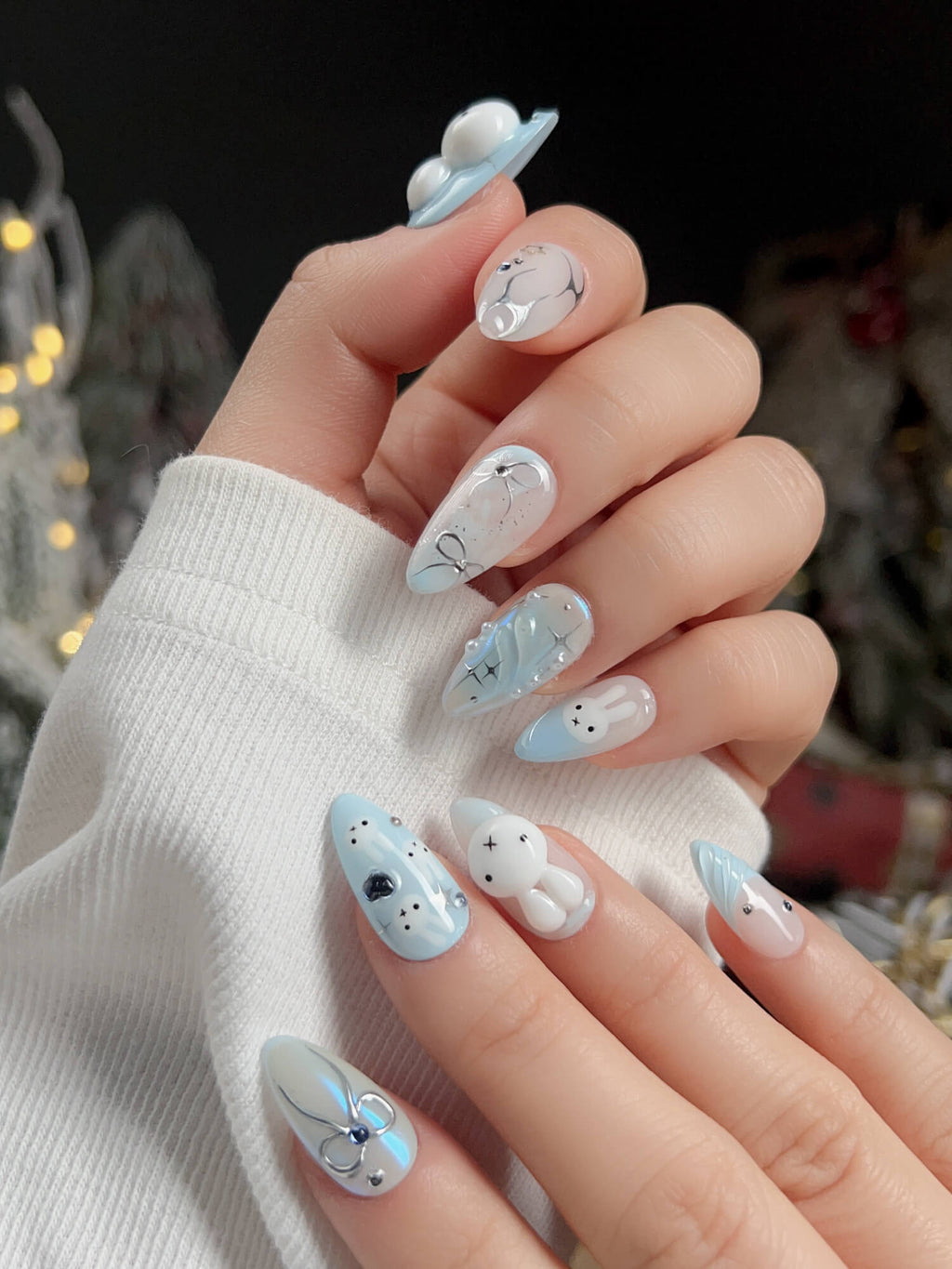 Icy Miffy Reusable Press On Nails