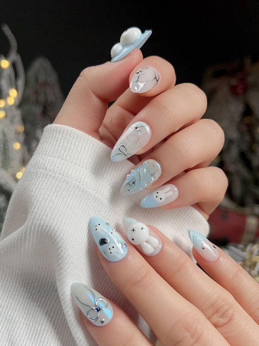 Icy Miffy Reusable Press On Nails