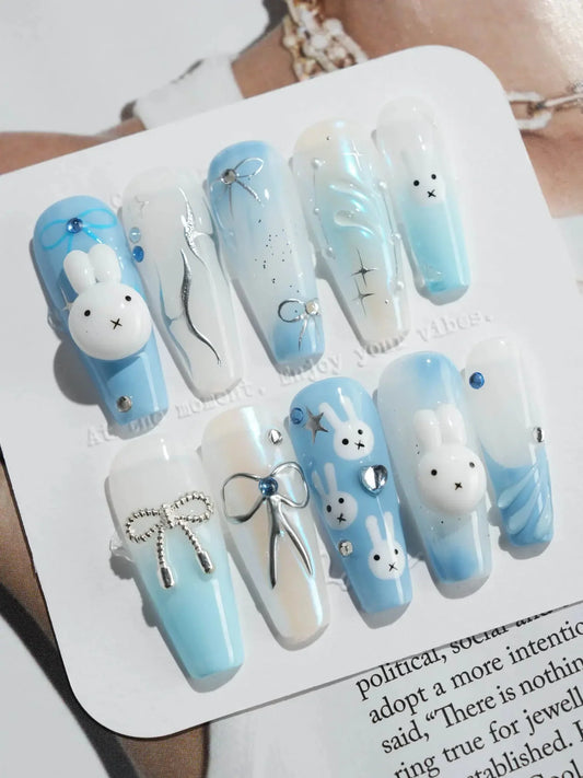Icy Miffy Reusable Press On Nails