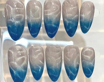 Emerald Green Stiletto Press On Nails | Tropical Leaf Gold Gem Textured Ombre Set