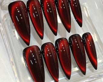 Emerald Green Stiletto Press On Nails | Tropical Leaf Gold Gem Textured Ombre Set