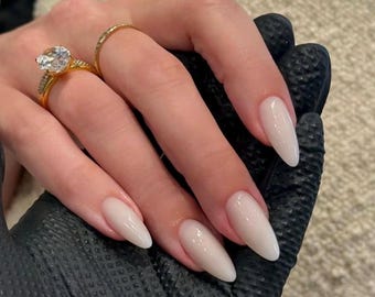 Midnight Sapphire Press On Nails – Navy Cat Eye Nails, Dark Blue Nails, Glossy Minimal Press On Nails, Luxury Almond Nails, Handmade Gel Set