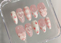 Dreamy Pink Press On Nails, Nail Set With Strawberry Design, Cute Bow and Heart Nail