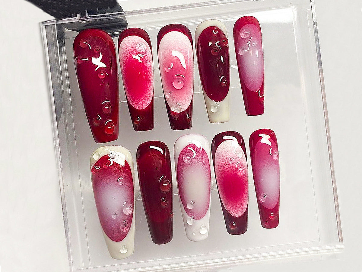 Frenchie Pink Press On Nails, French Tip Coffin Almond Nails, mother day gift, Ombre
