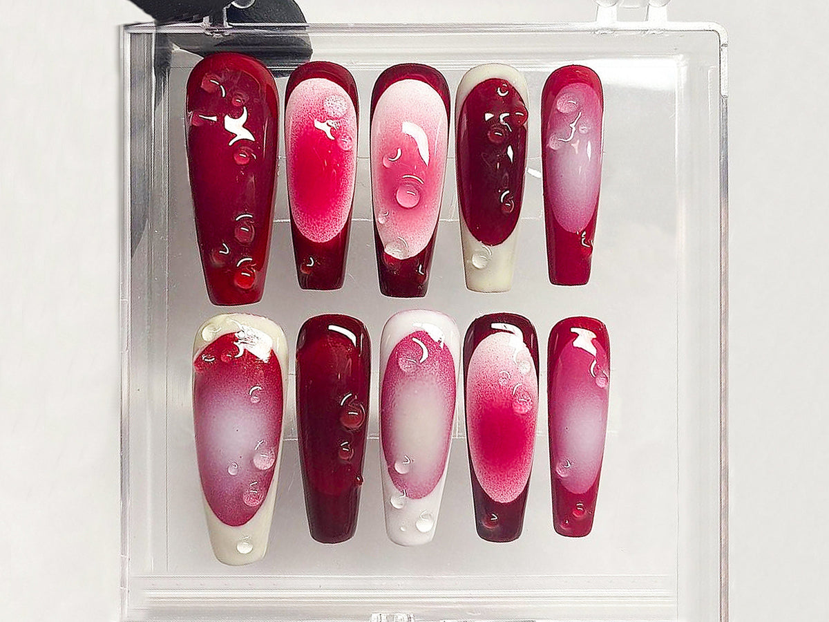 Frenchie Pink Press On Nails, French Tip Coffin Almond Nails, mother day gift, Ombre