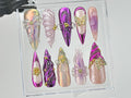 Vibrant Purple Press On Nails, Luxurious Purple Nail Art, Butterfly charms on Fake
