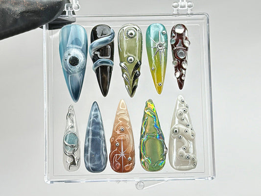 Holographic Splendor Press On Nails, Chrome & Holographic Press Ons, Trending Chrome