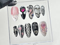 Gothic Glam Press-On Nails with 3D Jewels, Luxury Black & Silver Studded Fake Nails