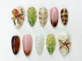 Jelly Ocean-Inspired Press On Nails Almond, 3D Beach Theme with Seashells and Mermaid