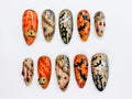 Spooky Halloween Press On Nails | 3D Blood Drip and Pumpkin Press On Set | Creepy Cute Halloween Nails | Scary Holiday Almond Nails |JB472SL