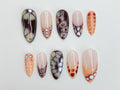 Abstract Press On Nails | Smoke Effect Nail Art | Marble Design | Long Coffin Nails | Hand-Painted Press On Nails | JC482SC