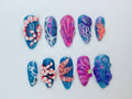 Ocean-Inspired 3D Press On Nails | 3D Jellyfish and Floral Art | Hand-Painted Underwater Press On Nails | Beautiful Ocean-Themed | JB474SL