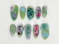 Bio-Experiment Press On Nails | 3D Fossil and Skeleton Details | Glow Effect & 3D Design | Mad scientist Nail Art |JB550HC