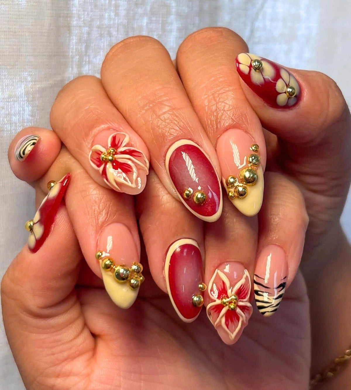Orchard Flower Press On Nail Short Nails, Autumn Bloom Fake Nails, Custom Hand Painted Acrylic Nail, Floral Nails, Dreamy Nails, 3D Nails.