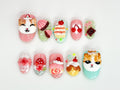 Cute 3D Dessert Press On Nails | Kawaii Dessert & Cat-Themed 3D Nails | Adorable Cat and Sweet Treats Design | Cute Nail Design Set |JB542HK