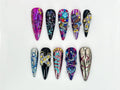 Arcane Jinx-Inspired Press On Nails | League of Legends Arcane Nails | Jinx Cosplay Nail Art | Punk Style Arcane Nails | JB626HC