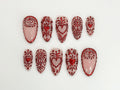 Romantic Red Heart Press On Nails | Artistic Heart and Floral Pattern Nails | Stylish Red Nail Art | Perfect for Valentine or Gifts |JB654HC