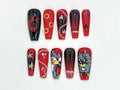 Custom Sonic Shadow Press-On Nails | Customizable Cartoon-Inspired Nails | Sonic Shadow-Themed Nail Art | Bold Star & Chain Accent | JB627HC