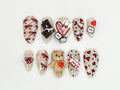 3D Teddy Valentine Press On Nails |  Cute Teddy Bear and Hearts Design | Handmade 3D Nail Set | 3D Valentine Nail Art |JB632HC