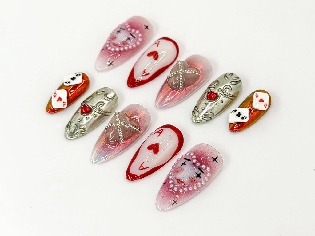 Artistic Clown Poker Themed Nail Art | Bold and Vibrant Carnival-Inspired Design | Dark Aesthetic Poker Nail Art | Limited Edition | JC667HK