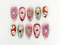 Artistic Clown Poker Themed Nail Art | Bold and Vibrant Carnival-Inspired Design | Dark Aesthetic Poker Nail Art | Limited Edition | JC667HK