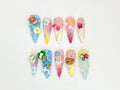 3D Cute Cat press on nails|3D Tropical Nail Art | Cat & Plaid 3D Nail Set | Handmade Nail Set |  Cute 3D Nail Art Design|JB619LC