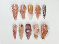 Luxury 3D Seashell Press On Nails | Unique Mermaid Nail Art | Handmade Beach Aesthetic Nails | 3D Coral & Water-Inspired Nails | JB703HK
