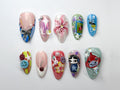 Kawaii Cartoon Press-On Nails | 3D Cute Fantasy Nail Art | Cartoon, Fantasy Style | Fun & Playful Nail Set | Whimsical Kawaii Nail | JB712HC