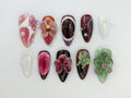 Burgundy Butterfly Press On Nails | Orchid Butterfly Nail Art | 3D Floral Luxury Nail Set | Dark Red Orchid Nails | Elegant Nails | JC743HK