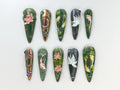 Serene Koi Pond Press On Nails | Koi Fish & Lotus Design | Floral Nature-Inspired Press Ons | Japanese Water Nail Art | JB749HK