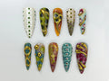 Aliencore Abstract Press on Nails | Abstract Eye Design Nail Art | Weird Aliencore Nail Design | Eccentric Cosmic Nail Set l JB747HC