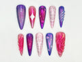 Y2K Purple Holographic Press On Nails | Chrome Pink & Purple Press Ons | 3D Jelly Glazed Nail Art | Shiny Y2K Baddie Nails | JC817HK
