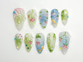 Water Garden Koi Press On Nails | Hand-Painted Koi Fish & Lotus Flowers | Zen Nature Art Nail Set | Calm Pond-Inspired Press Ons | JC798HC