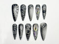 Dragon Gothic Press On Nails | Black 3D Nail Art | Dark Mystic Scale Nails | Handmade Dragon Claw Press Ons | Unique Fantasy Nails | JB801HC
