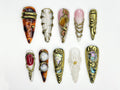 Metallic Gemstone Press On Nails | Gold Sculpted Nail Art | Gemstone-Inspired Press Ons | Luxury Artisan Nails | Statement Nails | JB844HC