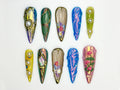 Floral Chrome Press On Nails | Mixed Pearl 3D Art Nails | Sculpted Nature-Inspired | Holographic Garden Press Ons | Artistic Nail | JB856HK