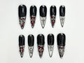 Gothic Cross Tip Press On Nails | Vampire Red & Black Nails | Gothic Triangle Accent Nails | Religious Symbol Nails | Dark Glam Nail|JC865HK