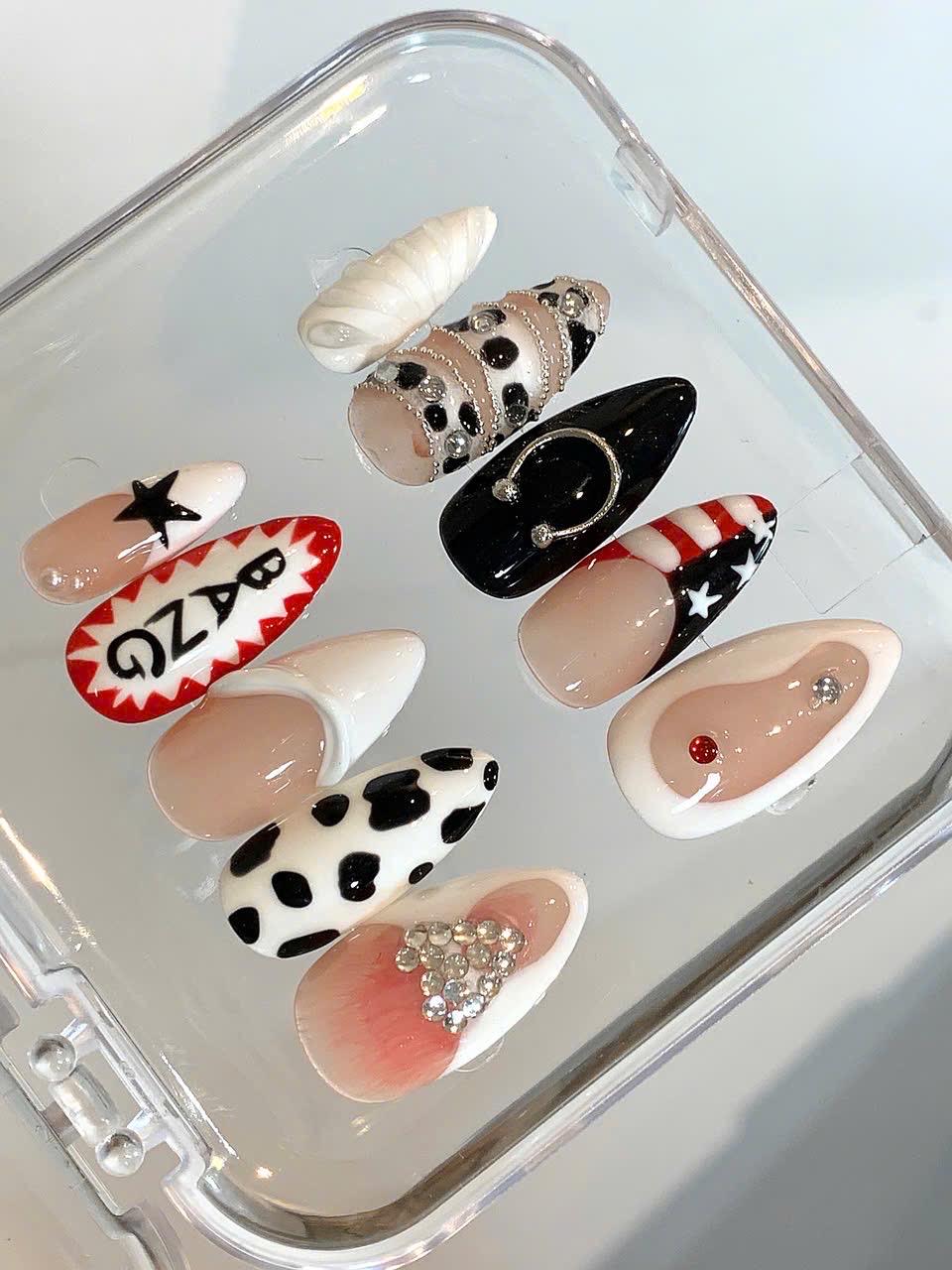 Punk Rock Press On Nails: Cow Print, USA Flag, Comic Art