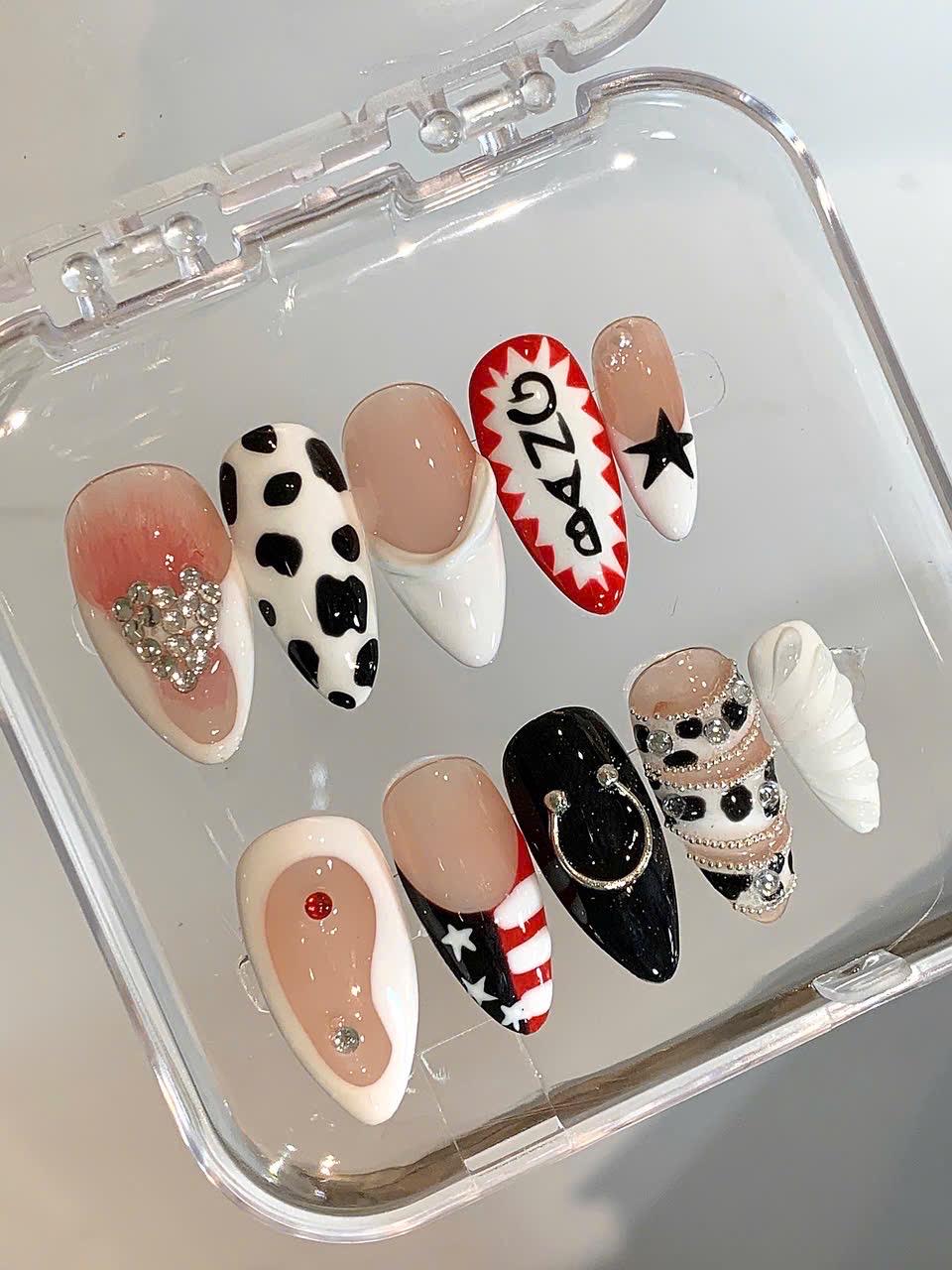Punk Rock Press On Nails: Cow Print, USA Flag, Comic Art