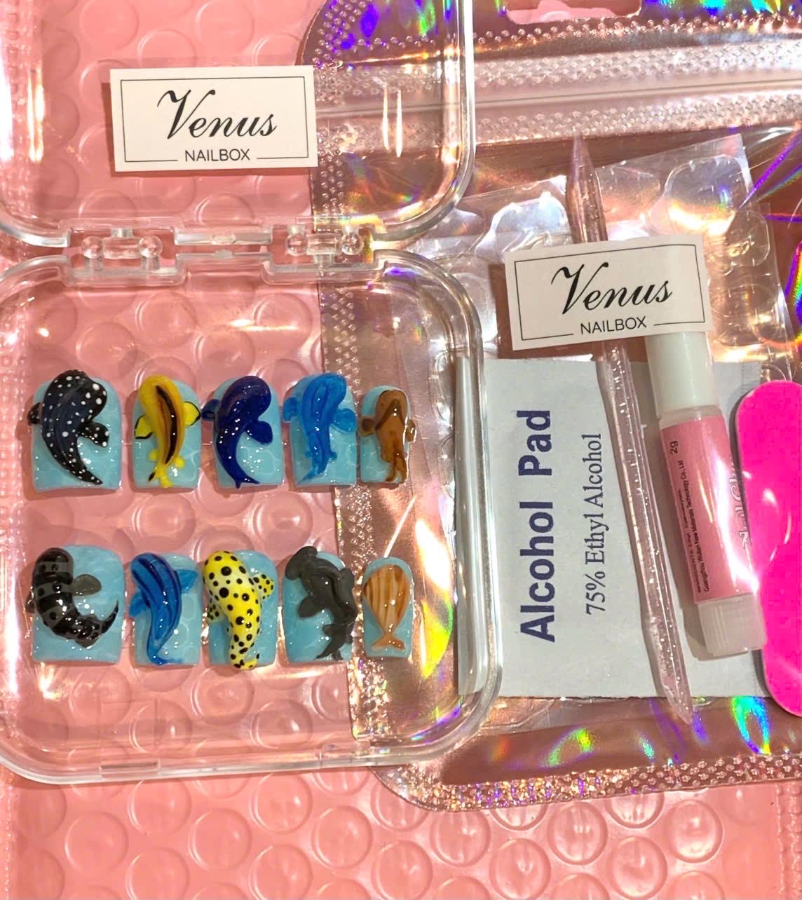 3D Ocean Animal Press On Nails: Handmade Marine Life Nail Art