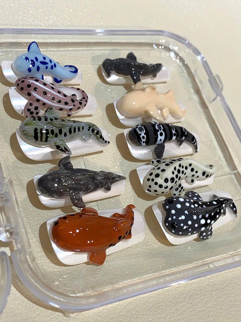 3D Ocean Animal Press On Nails: Handmade Kawaii Sea Creature Nail Art