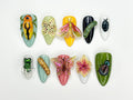 Bug Garden Summer Press On Nails | 3D Insect Nail Art | Butterfly & Beetle Nails | Nature Inspired Nails | Handmade Spring Nails | JB927HK