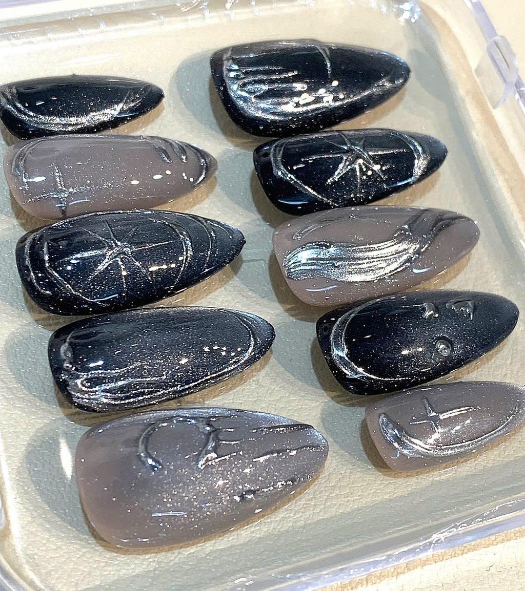 Galaxy Press On Nails: Starry Night Cosmic Handmade False Nail Set