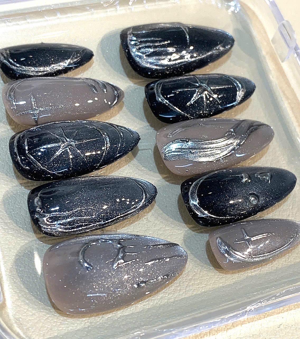 Galaxy Press On Nails: Starry Night Cosmic Handmade False Nail Set